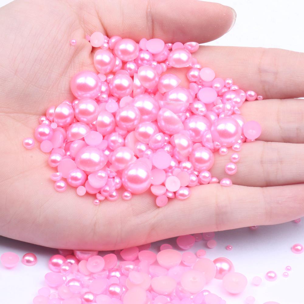 Colorful Flat-Bottomed Semi-Round ABS Imitation Pearls, 2-10mm, Mixed Sizes, 1000 Pieces for DIY Jewelry