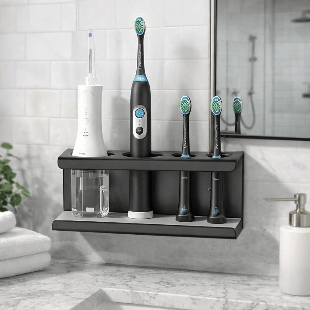 Large Capacity Toothbrush Toothpaste Holder Space Aluminum Makeup Brush Rack For Bathroom