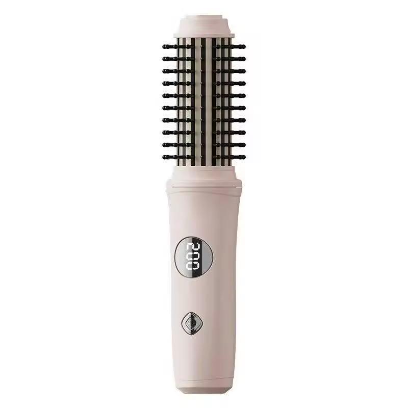 PUDU Portable Dual-Use Wireless Electric Heating Comb for Hair Curler RV Hotel Use USB Anti-Scalding Teeth LED Negative Ion USB&7.4V