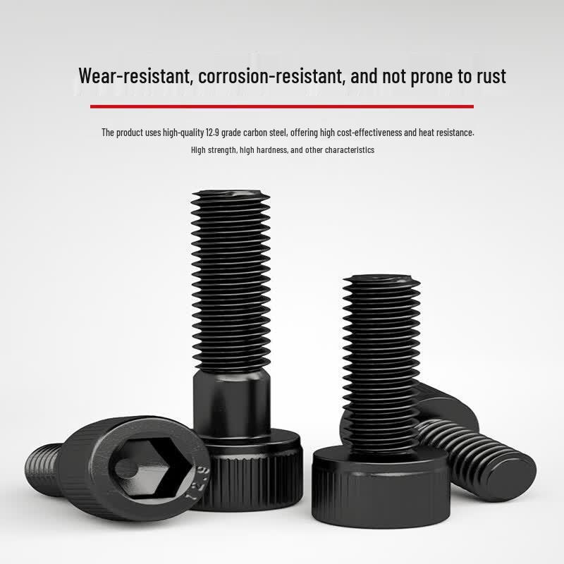 GUWANJI Grade 12.9 High-Strength Black Hex Socket Cap Screws
