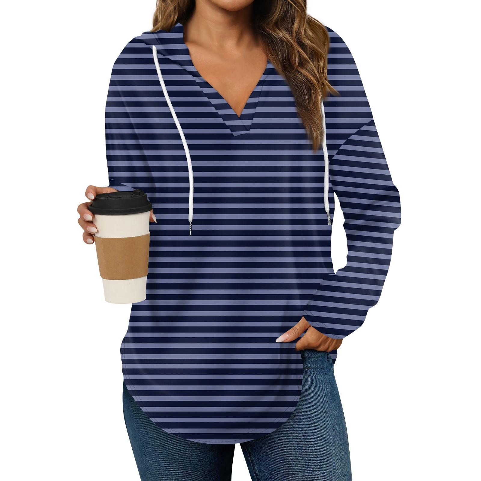 

Женские модные толстовки с капюшоном V-образным вырезом с длинным рукавом и принтом на шнурке, повседневные свободные пуловеры M