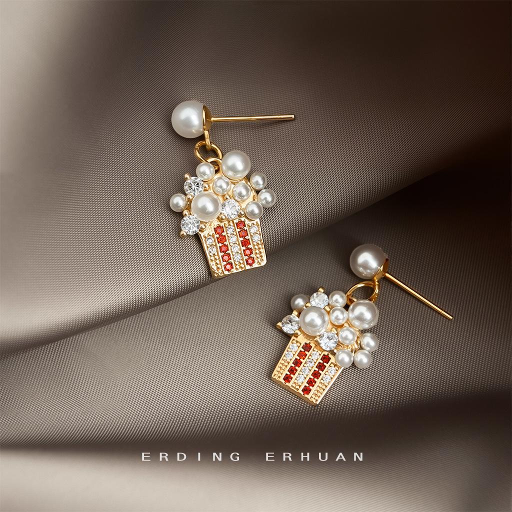Micro-inlaid zircon personalized designer ice cream-plated 14K earrings, new earrings, jewelry wholesale