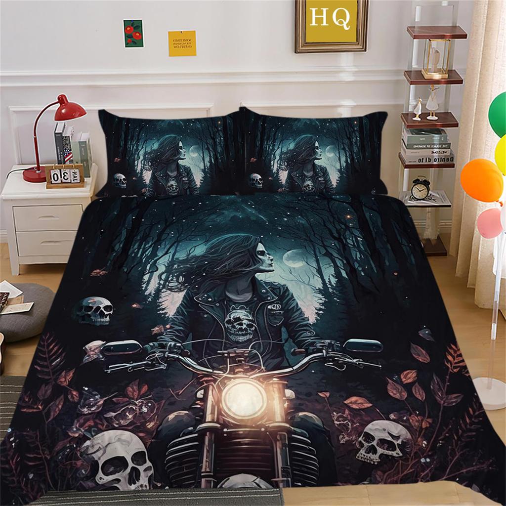 3D Skull Head Beauty Bedding Set Quilt Cover Pillow Cover Bedding Set AU King Full Size Single/Double Bed Home Decoration