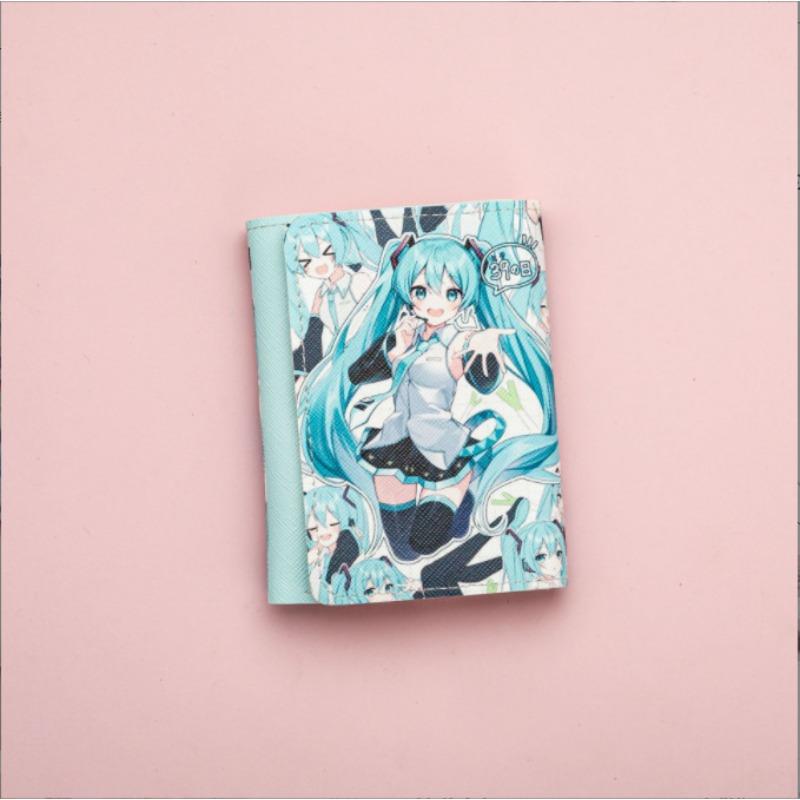 New small fresh short cute cartoon animation student children folding wallet three fold wallet small change bag