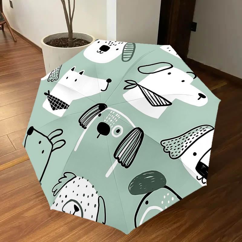 1PC Dog Pattern Umbrella-8-Rib Reinforced, Automatic Open, Lightweight & Durable, Cute Fashion Accessory for Outdoor-A1309