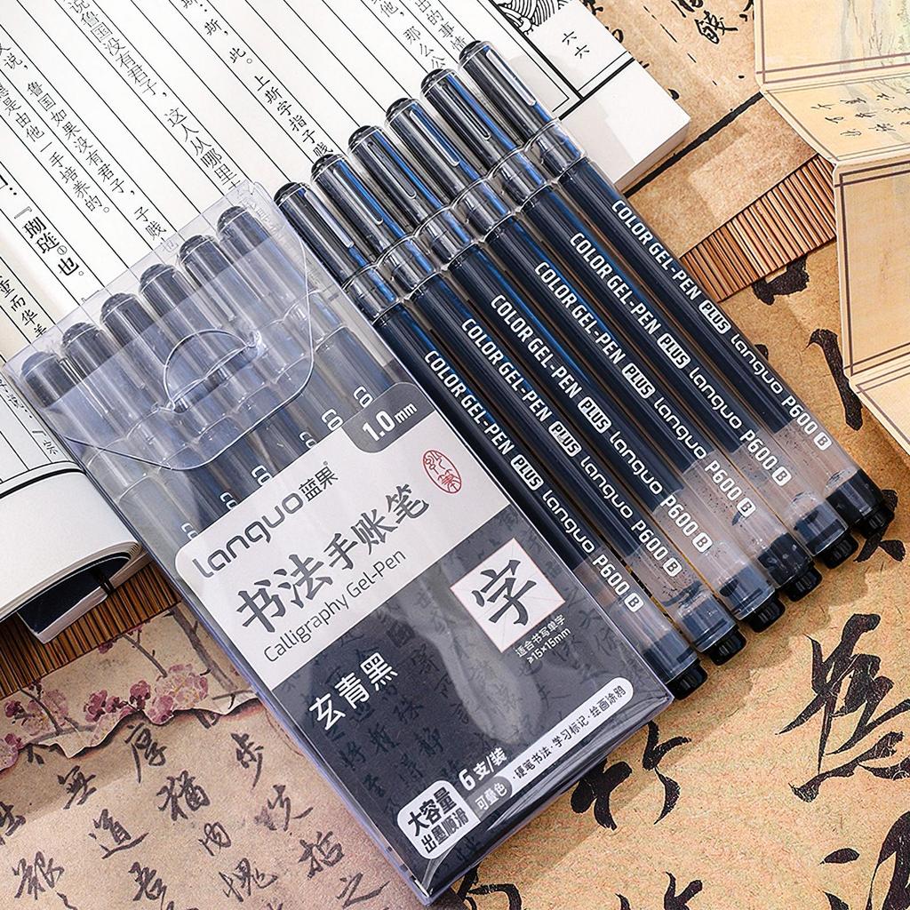 6 stk kalligrafi gel penner sett fet 1,0 mm kulepenn multi farge for skriving Tegning Maling Marker School