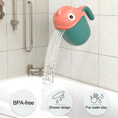Baby Bath Rinse Cup for Rinsing Hair And Body with Easy Grip Handle Cartoon Animal Shape Soothing Water Flow Rain Shower Bath Toy for Kids