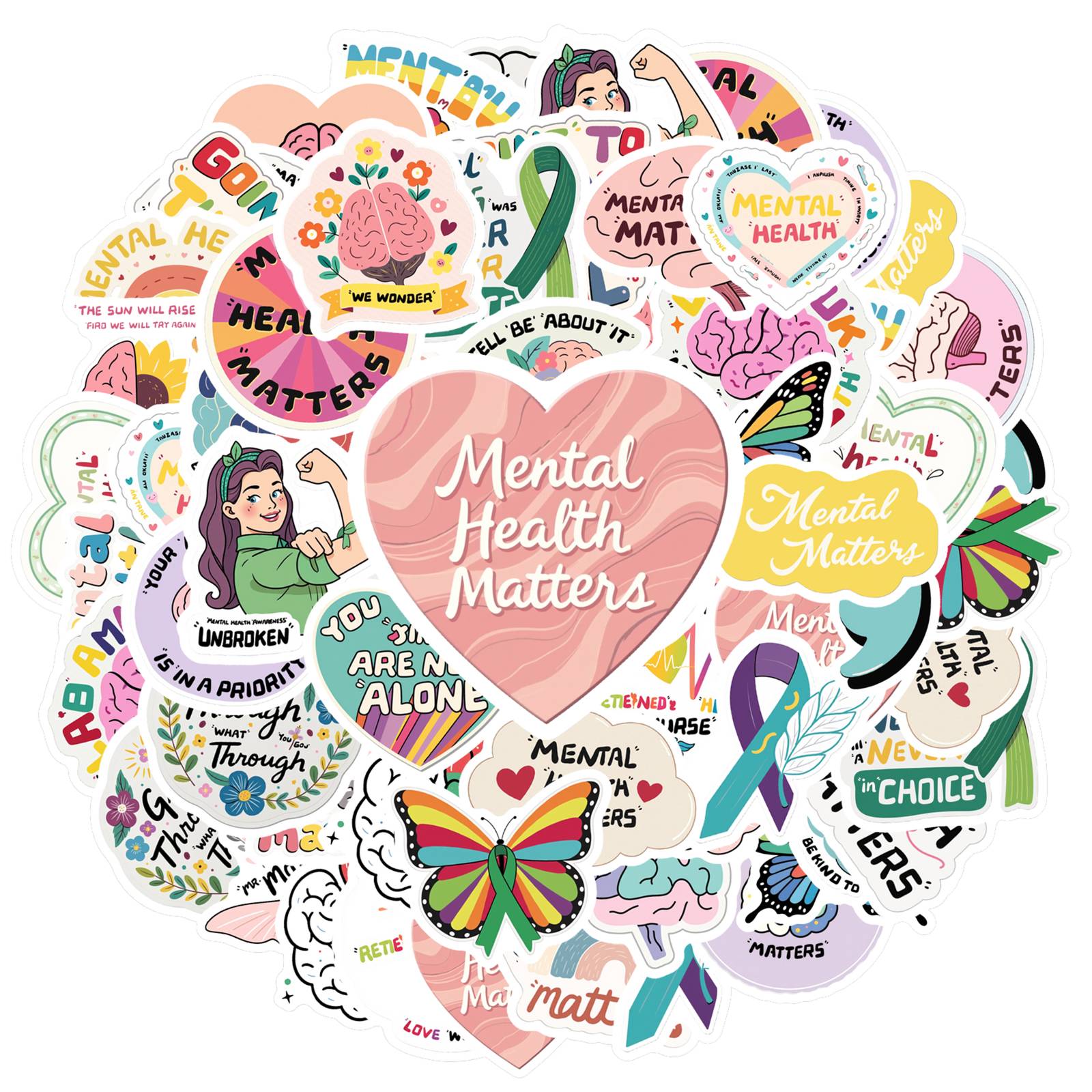 

35pcs Colorful Awareness Stickers Whimsical Support Stationery Stickers Teacher Reward Stickers For DIY Phone Laptop Scrapbook