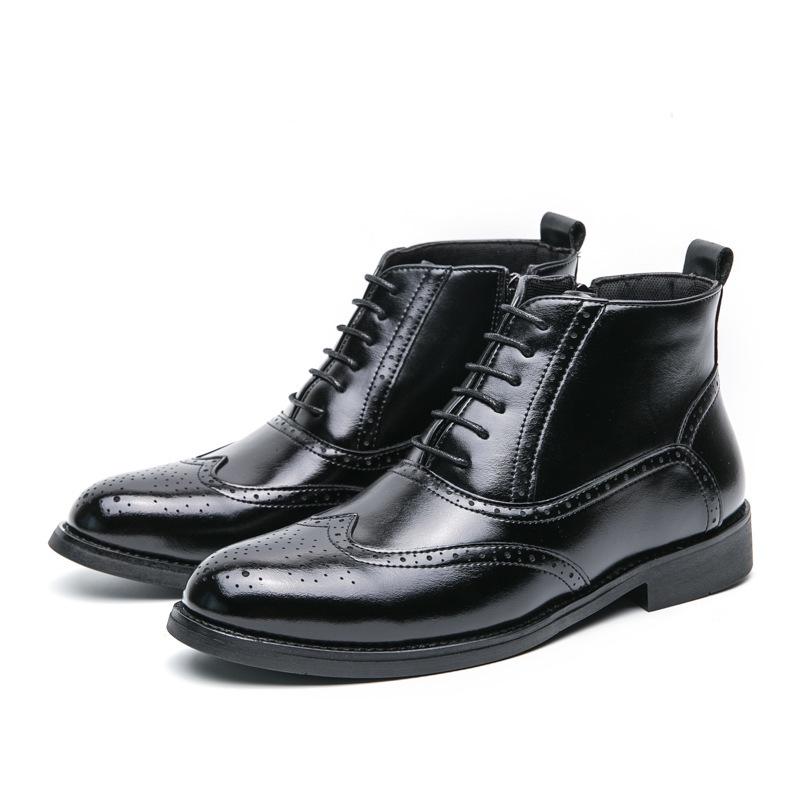 Men's High-Top Leather Pointed Toe Boots - Formal Casual Large Size Fashionable Short Martin Boots for Autumn.