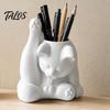 Talos Cat Pen Holder, Cute Resin Desk Organizer, Funny Figurine, Decorative Storage Statue for Office Supplies, Creative Desktop Home Decor