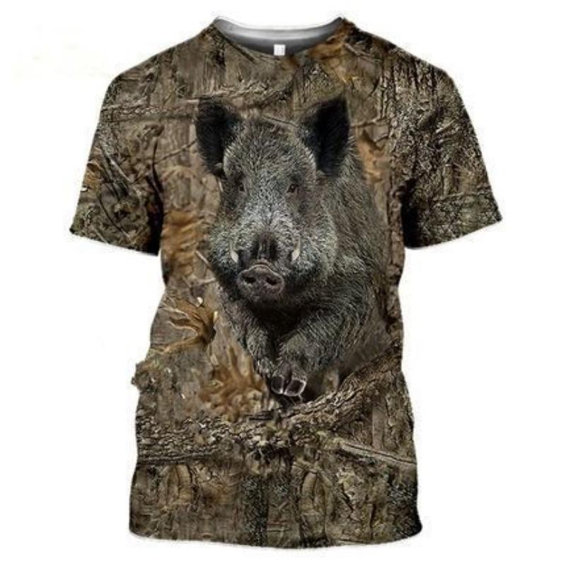 Summer Round Neck 3D Animal Patterns Print Top Fashionable Casual Short Sleeved Men's T-shirts