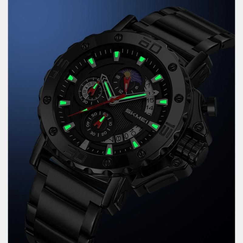 Skmei Watch for Men Top Brand Luxury Big Dial Stainless Steel Waterproof Chronograph Wristwatches with Date