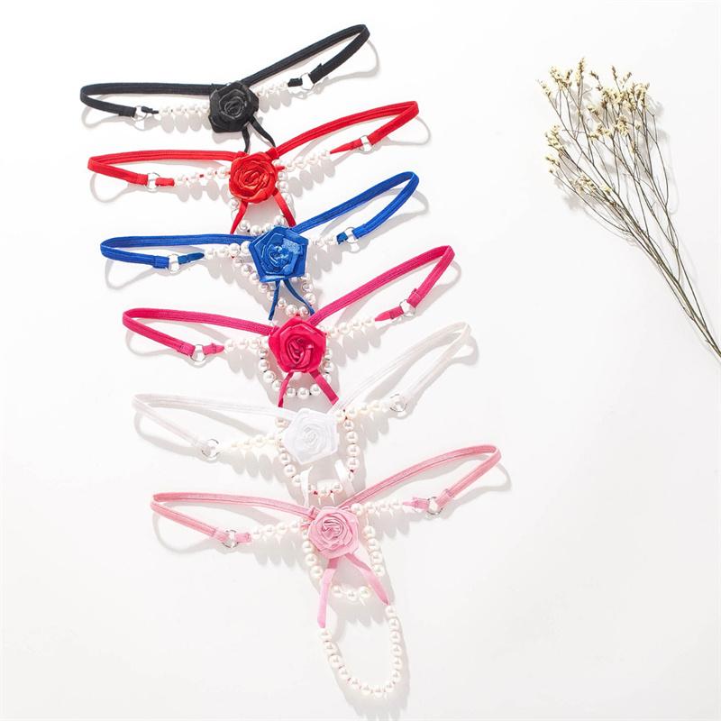 Sexy Spitze G String Frauen Open Crotch Perle Tangas Höschen Slips Heiße Erotische Unterwäsche