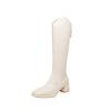 ~ White mouth boots for women's autumn and winter new white thick heels but knee high boots for women