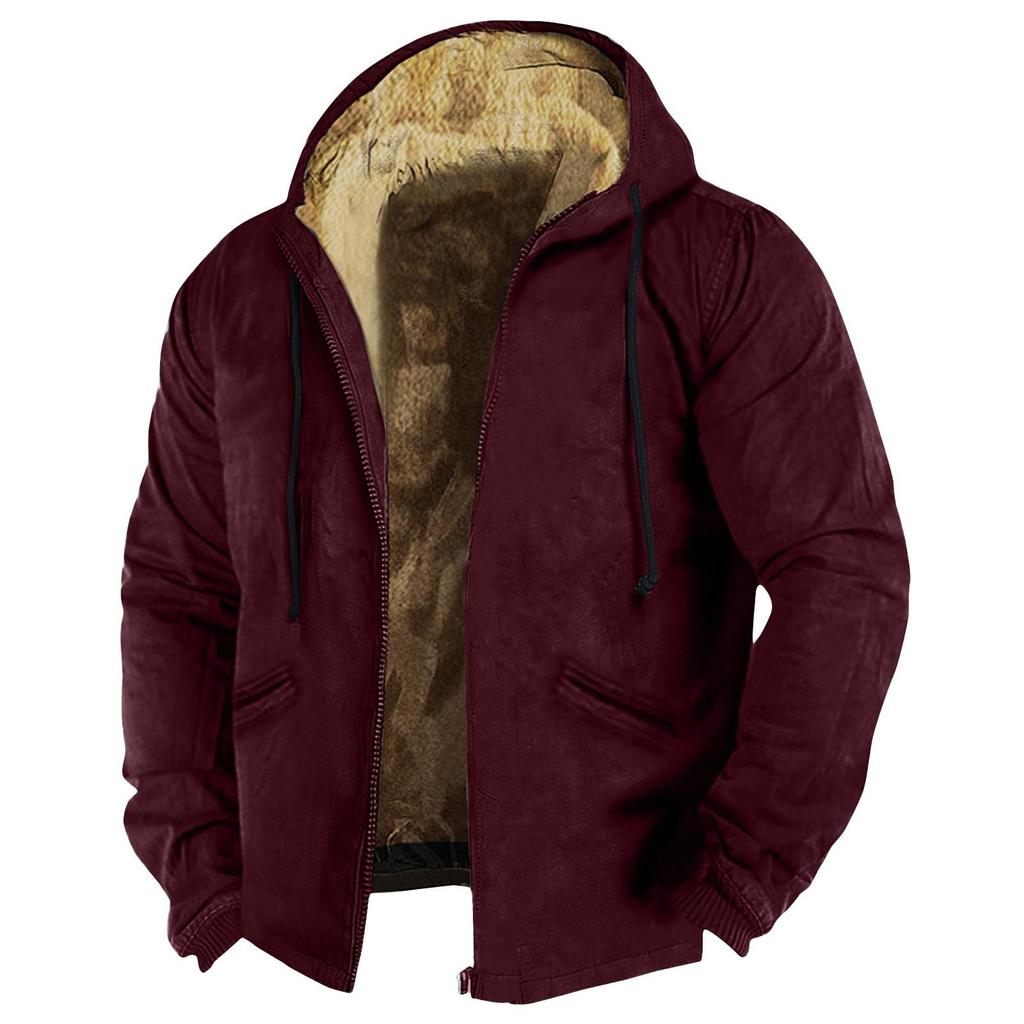 Giacca da uomo in tinta unita Giacca con cappuccio con cerniera e tendenza casual primaverile e autunnale