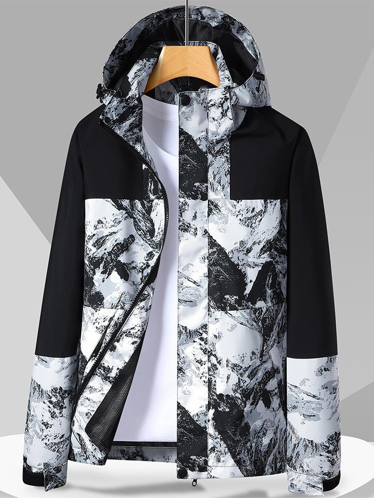 Autumn Waterproof Windproof Hooded Jacket - Unisex Color Block Thin Mountaineering Outerwear