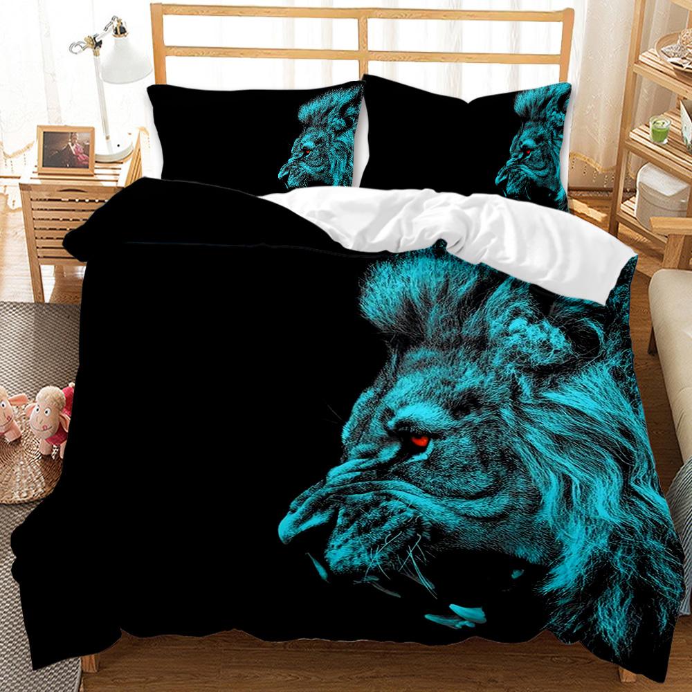 3D Wild Animal Print Brown Lion Duvet Cover Set. Available In Twin, Full, King, Queen Sizes