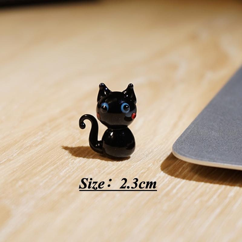 Cartoon Black Cat Mini Glass Ornaments Handmaking Kitten Cute Crafts Colored Glaze Table Decoration for Birthday Gifts 2025 New