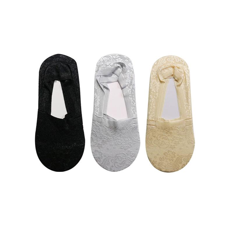 

3 пары женских носков по щиколотку, летние модные новые стильные кружевные цветочные короткие носки, противоскользящие невидимые носки One size