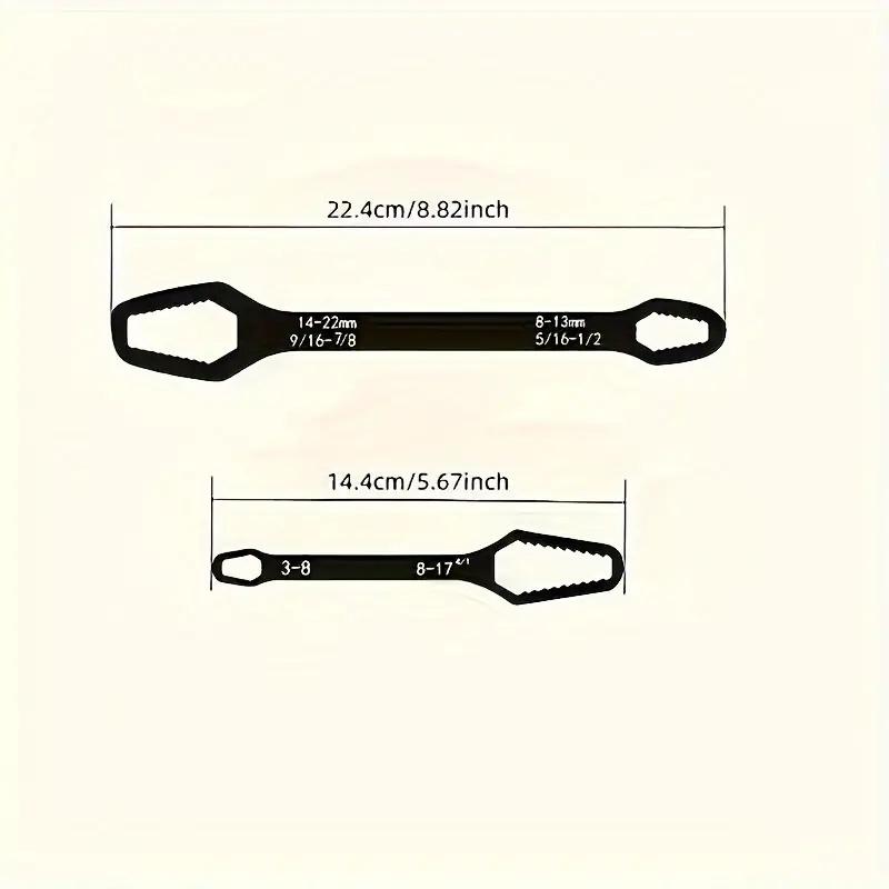Double-Ended Adjustable Wrench | 3-17mm Size Range for Automotive Repair & Household Use | General Purpose Tool