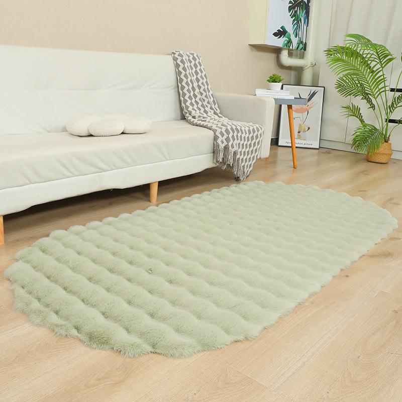Krémová bublinková plyšová podložka z umělé králičí srsti: Deku do ložnice, obývacího pokoje, na pohovku nebo do arkýřového okna.