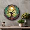 1pc Tree of Life Metal Wall Art 8x8 inch Round Golden Sun Branches Aluminum Sign for Home Garden