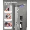 VEVOR Shower Panel Tower System with Rainfall Waterfall Shower Head, LED, 53 In Brushed Stainless Steel Shower Column, 5-Function Faucet