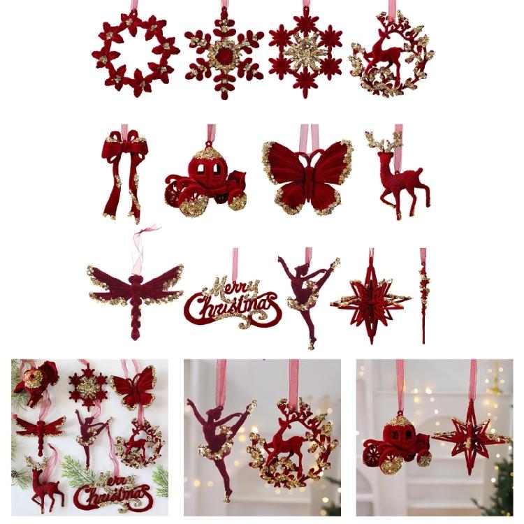 Pailletten Samtiges Reh/Schmetterling/Schneeflocke/Kranz Hängeornament für Kaminsimse Treppenhaus Fenster Weihnachtsbaumdekoration