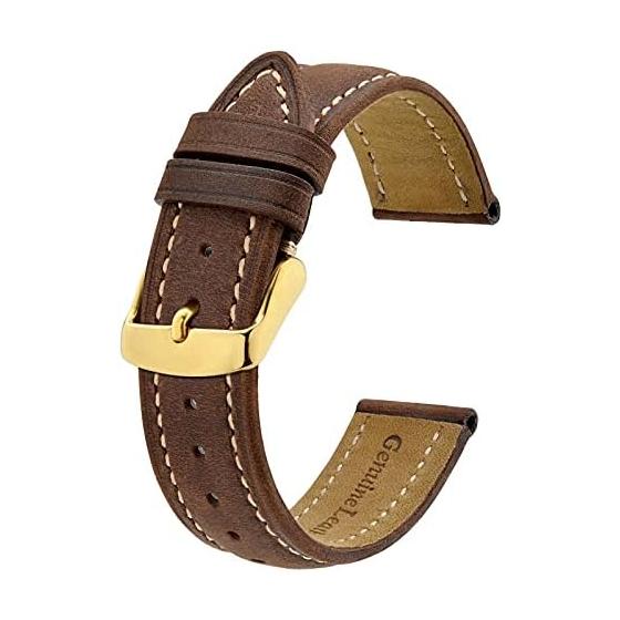 [BISONSTRAP] Watch Band 14mm 15mm 16mm 17mm 18mm19mm 20mm 21mm 22mm 23mm 24mm Suede Genuine Leather Watch Strap Gold Buckle