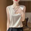 Summer thin camisole women's suit with sleeveless imitation silk satin bottoming shirt design niche top
