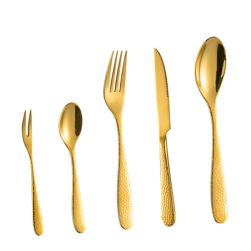 Hammer 304 Edelstahl Steakmesser, Gabel und Löffel Westliches Besteck zweiteiliges Set Kommerzielles Steakmesser und Gabel dreiteiliges Set