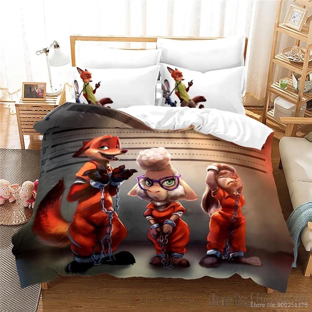 Cartoon Zootopia Zootropolis 3d Printed Duvet Cover Set HD Comforter Cover Bedclothes for Kids Bedding Sets Bedroom Decor