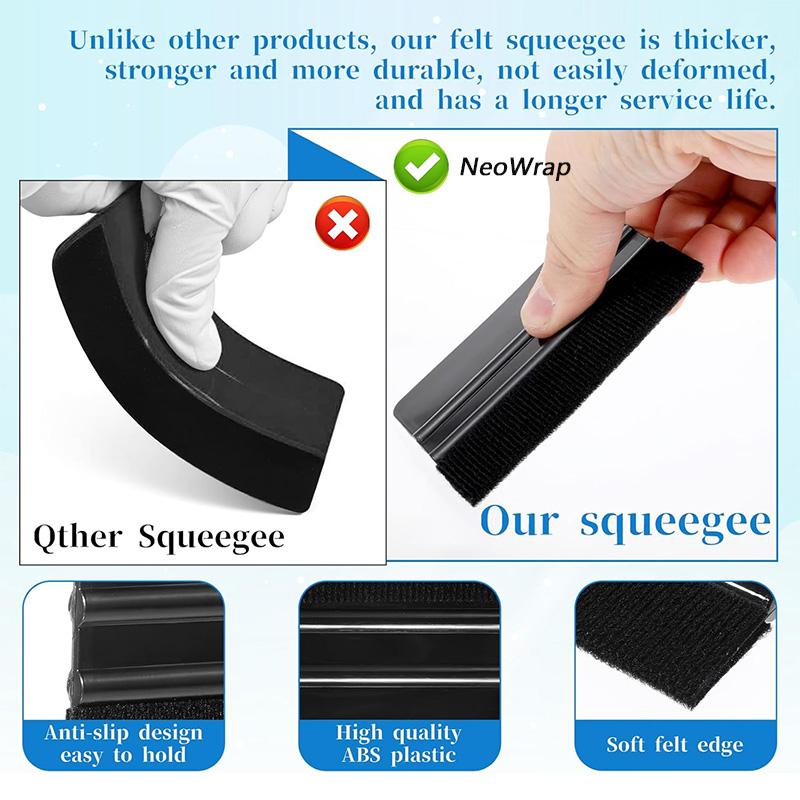 Vinyl Squeegee Scraper Tool 4 Inch Non-Slip Handle Felt Edge for Car Sticker Carbon Film Wrap Decal Application
