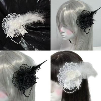 Elegancki fascynator flapper z koralikami, koronkową rozetą, nakrycie głowy na specjalne wydarzenie, ślub, zaręczyny, nakrycie głowy, stylizacja włosów