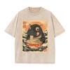 2026 Hippo Eating Ramen Ukiyoe T Shirt Vintage Washed Beige Graphic Tee Unisex Casual Japanese Top