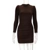 Slim Fit Puff Sleeve Bodycon Dress - Sexy Mid-Length Long Sleeve