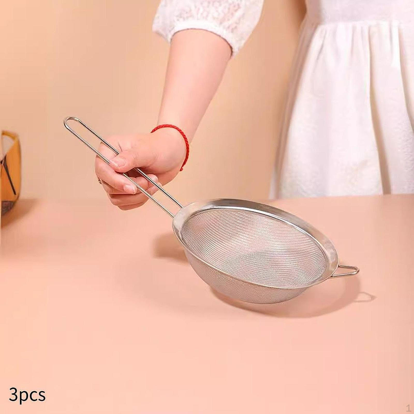 

3 Pieces Stainless Steel Mesh Strainers Kitchen Gadgets Gift Portable Loose Leaf for Egg
