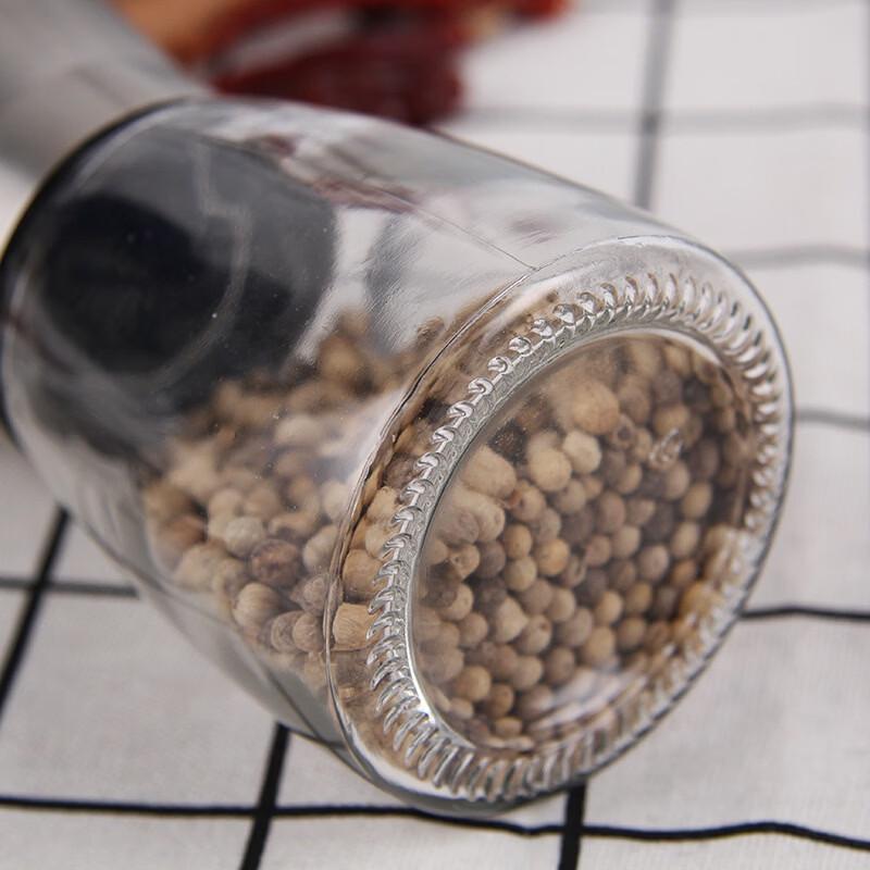Transparent Glass Pepper Grinder and Seasoning Bottle Set