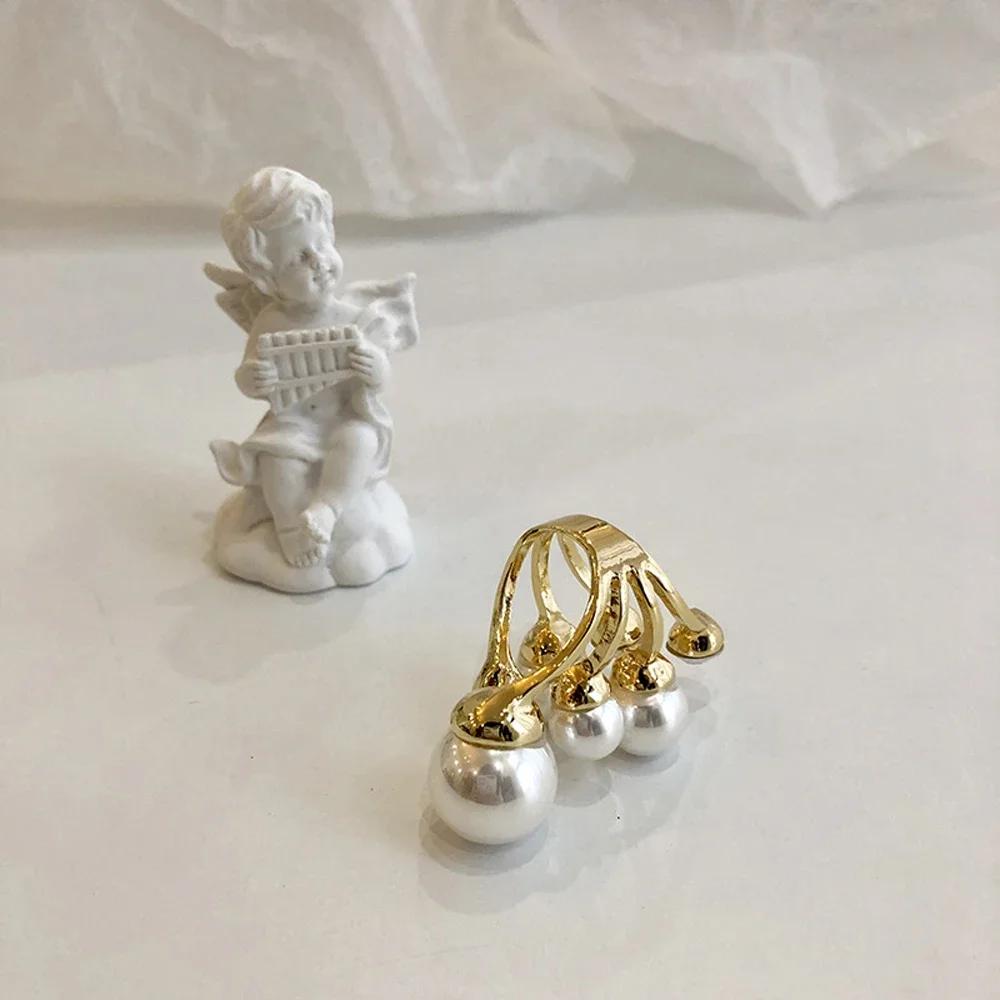 1PC New hot Exaggeration Double Layer Large Pearl Rings for Women Fashion Accessories Party Charm Ring Wedding Jewelry