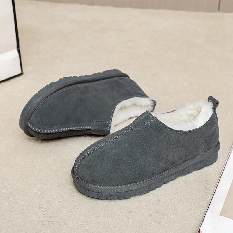 2027 Neue Winter Damen Herren Schneestiefel Unisex Echtes Wildleder Lammfell Wolle Pelzgefüttert Freizeit Warme Schuhe Hausschuhe