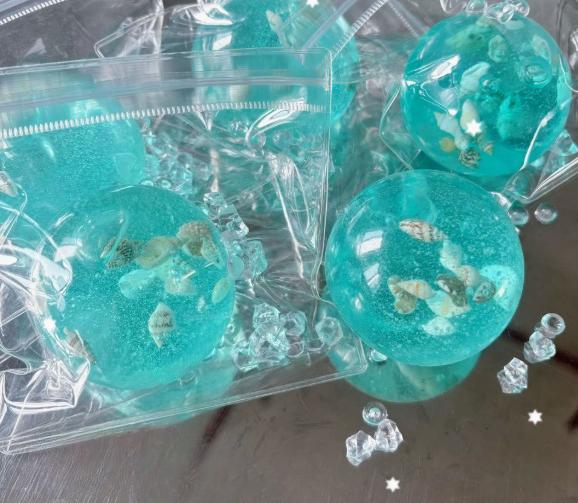 Blaues Maltose Squishy Spielzeug Niedliches Mochi Anti-Stress Fidget Spielzeug Weicher Simulierte Blaue Transparente Kugel Schneller Rückprall Dekompressionsspielzeug