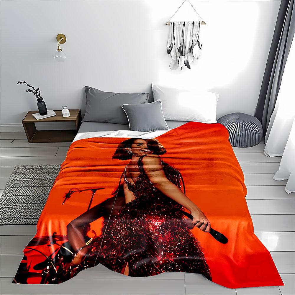 Singer On Stage with Red Dress for All Seasons Blanket Lunch Break Throw Gift