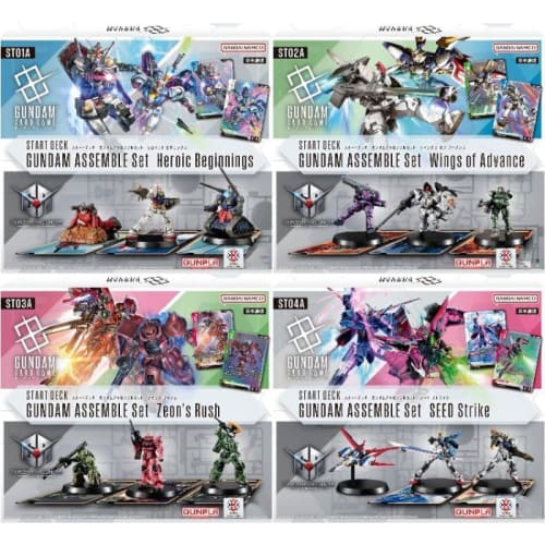 [Set of 4] Gundam Card Game Starter Deck Gundam Assemble Set: Heroic Beginnings ST01A / Wings of Advance ST02A / Zeon's Rush ST03A / SEED Strike ST04A