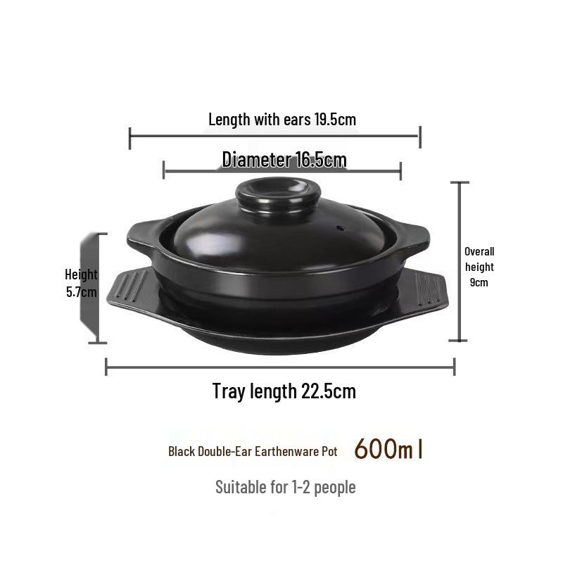 High-Temperature Resistant Clay Pot with Handle for Claypot Rice & Noodles - Durable, No Crack, Small Commercial Sand Pot
