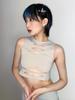 2023 Summer European-American Style Solid Color High Elastic Hollow Vest Crop Top for Women