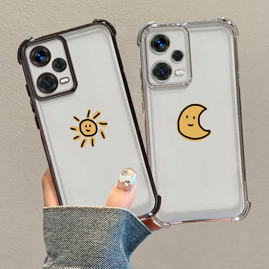 Phone Case for Redmi Note 10 Pro 10 Lite 12 Pro 10s 9S 11s 11 14 9Pro 13 Soft Cover Cartoon Sun Moon