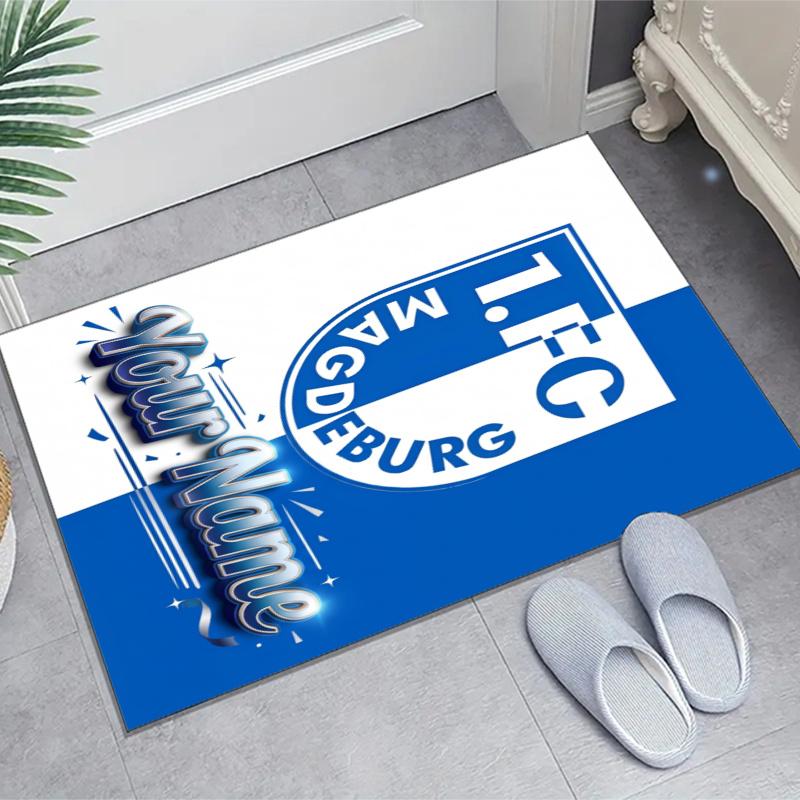 1.FC Magdeburg Design Area Rug Personalized Name- Non-Slip, Soft & Cozy Floor Mat for Living Room, Office - Indoor/Outdoor Carpet