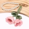 Beautifully Flower Crochet Keychain Yarn Pearls Key Holder Key Accessory for Enhancing Your Bag or Key Collection
