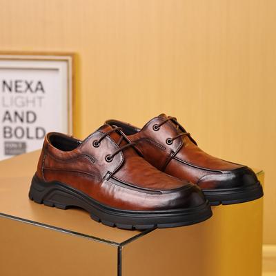 Medium Leather Shoes Men'S Platform Leather Shoes Men'S Business Casual Dad Shoes Top Layer Cowhide