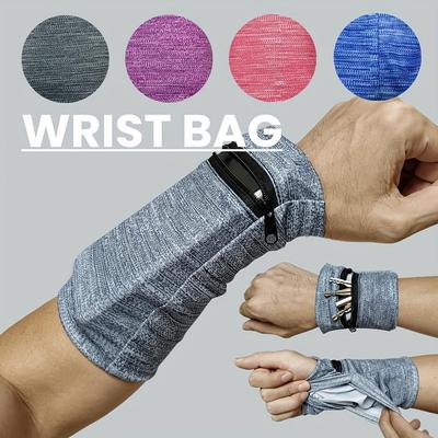 Borsa Portaoggetti da Polso per Corsa Unisex, Fascia da Polso con Cerniera, Supporto da Polso, Polsino, Portafoglio da Polso, Adatto per Palestra, Fitness, Allenamento, Corsa